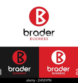 Letter Initial B Brader in Red Circle Round Logo Design Template. Suitable for Brand Apparel Business Company Corporate Simple Flat Modern Logo Design Stock Vector