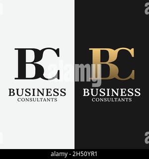 Initial Letter B C BC CB Slab Serif Font for General Fashion Beauty Finance Business Company Corporate Simple Unique Elegant Hipster Retro Logo Design Stock Vector