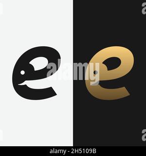 Letter Initial E Elephant Logo Design Template. Suitable for General Fashion Sport Company Business Corporate Apparel Brand Simple Modern Lettering. Stock Vector