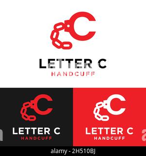 Letter Initial C Handcuff for Crime Criminal Safety Security Police Station Office Logo Design Template. Stock Vector
