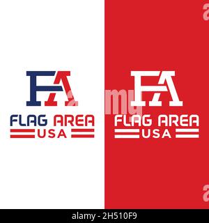 Letter Initial Monogram F A FA AF for Flag Area Logo Design Template. Suitable for America USA United States Flag Gun Shop Apparel Sport Fashion Etc. Stock Vector