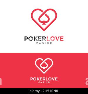Poker Love Ace of Spades Heart Logo Design Template. Suitable for Casino Gambling Poker Club or Love Dating Platform App Logo Design. Stock Vector