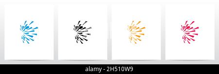 Debris Explosion On Letter Logo Design F Stock Vector