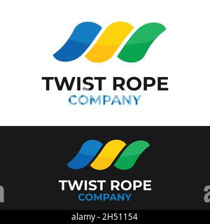 Abstract Twisted Rope Logo Design Template. Suitable for General Solution Real Estate Company Business Brand Corporate in Modern Flat Style Logo. Stock Vector
