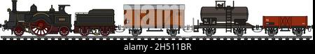 Hand drawing of a vintage steam train Stock Vector