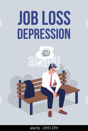 Job loss depression poster flat vector template Stock Vector