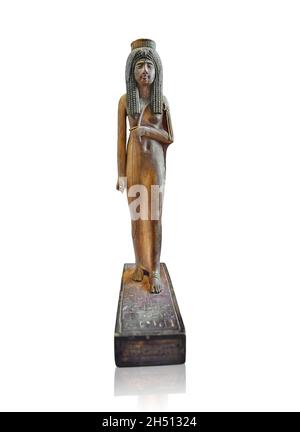 Egyptian Wood Sculpture of the deified queen Ahmes Nefertari, 1279-1213 BC 19th Dynasty, found Deir el Medina,  acacia.  Louvre Museum  inv N 470.  Th Stock Photo