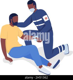 Healthcare professional with patient semi flat color vector characters Stock Vector