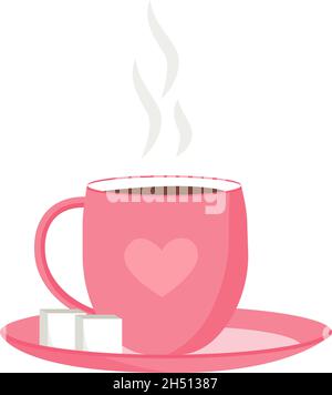 Pretty cup of steaming tea semi flat color vector object Stock Vector