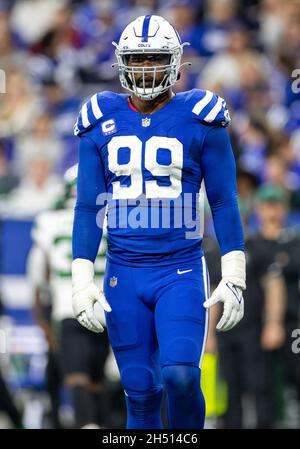 Indianapolis, Indiana, USA. 16th Oct, 2022. Indianapolis Colts defensive  lineman DeForest Buckner (99) during pregame of NFL football game action  between the Jacksonville Jaguars and the Indianapolis Colts at Lucas Oil  Stadium