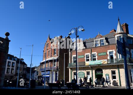 Spray along Swanage Seafront Dorset England uk Stock Photo