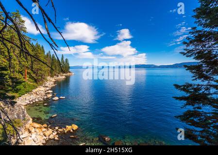 Lake Tahoe from the Rubicon Trail, DL Bliss State Park, California USA Stock Photo