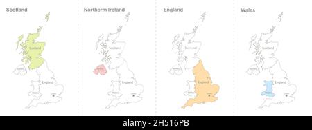 Map of United Kingdom divided to administrative divisions vector Stock Vector