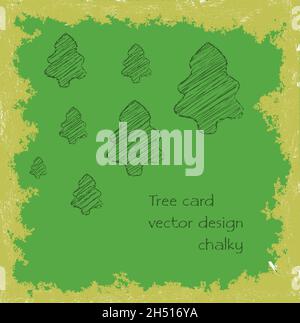 Tree with frozen frame, winter motive greeting card vector Stock Vector