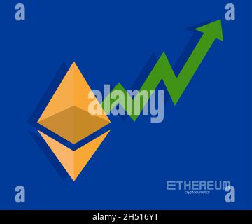 Ethereum and chart, rising prices, bullran icon, background money vector Stock Vector
