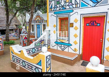 Johannesburg South Africa,Lesedi African Lodge & Cultural Village,Zulu Xhosa Pedi Basotho Ndebele tribes guest lodging hotel,outside exterior Stock Photo