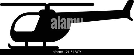 helicopter monochrome icon, simple flat design - vector Stock Vector