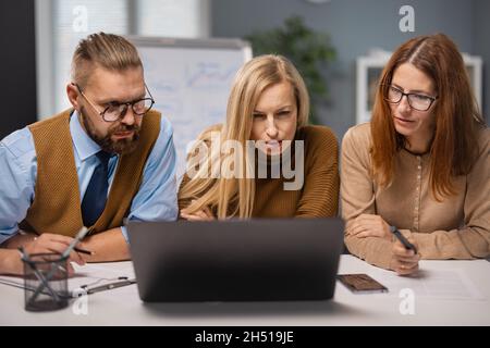 Business partners using laptop Stock Photo
