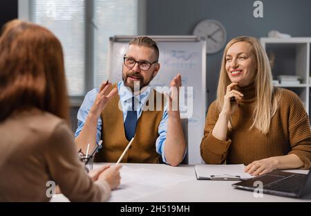 Company workers having conference Stock Photo