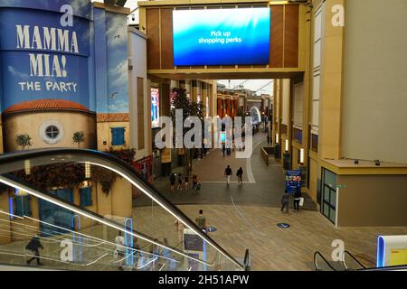 Inside the O2 Arena Shops and Shopping Mall, The Greenwich Peninsula, North Greenwich, London, England, U.k Stock Photo