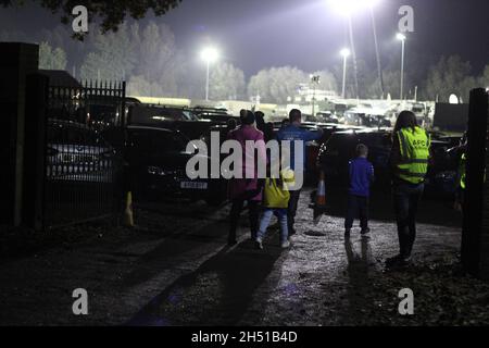 Sudbury, UK. 05th Nov 2021. Supporters arriving for the first tie in the first round proper of the FA Cup between AFC Sudbury of the Isthmian League North Division and Colchester United of League Two. Credit: Eastern Views/Alamy Live News Stock Photo