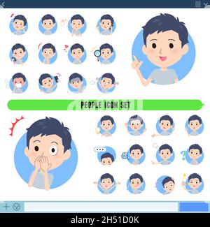 A set of unpaid avatar man with expresses various emotions In icon format.It's vector art so easy to edit. Stock Vector