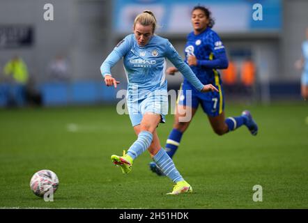 Manchester, UK. 31st Oct, 2021. Lauren Hemp of Man City women during the Women's FA Cup semi-final match between Manchester City Women and Chelsea Women at Academy Stadium, Manchester, United Kingdom on 31 October 2021. Photo by Andy Rowland. Credit: PRiME Media Images/Alamy Live News Stock Photo