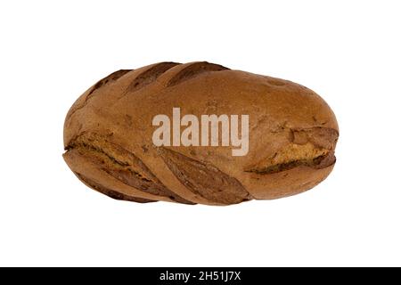 fresh rye bread or whole grain bread isolated on white background, freshly baked homemade bread Stock Photo