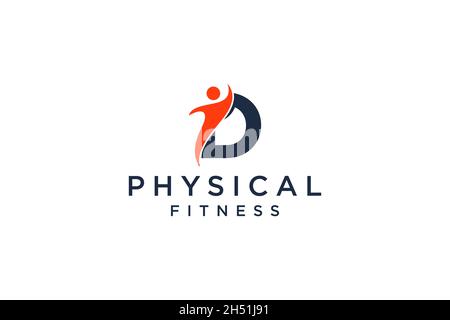 letter D for fitness logo vector icon design and Barbell Fitness Gym Logo Design Stock Vector