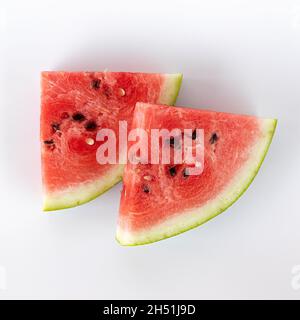 slices of watermelon isolated on white background, top view Stock Photo