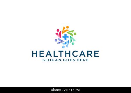 Social Humanity People Logo. Flat Vector Logo Design Template. Stock Vector
