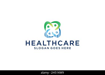 Social Humanity People Logo. Flat Vector Logo Design Template. Stock Vector