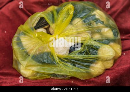 Rabot, Gorno-Badakhshan Autonomous Province, Tajikistan. A bag of snack food in Tajikistan. Stock Photo