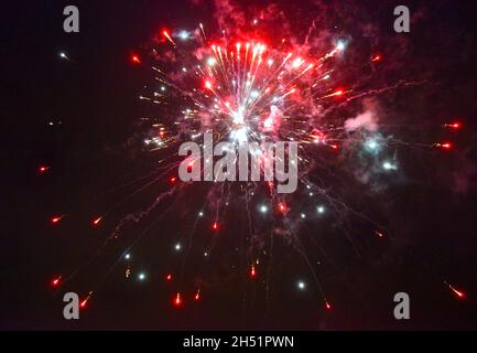 05/11/2021 PLA Royal Terrace Pier Gravesend UK. Bonfire Night fireworks above Port of London Authority’s Royal Terrace Pier by the River Thames. Stock Photo