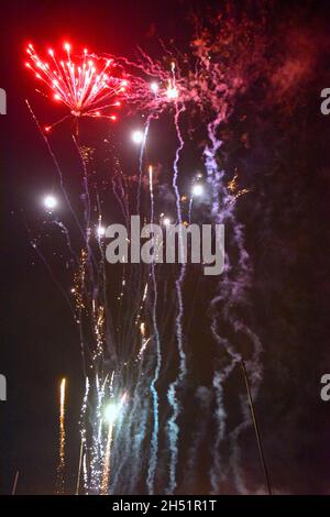 05/11/2021 PLA Royal Terrace Pier Gravesend UK. Bonfire Night fireworks above Port of London Authority’s Royal Terrace Pier by the River Thames. Stock Photo