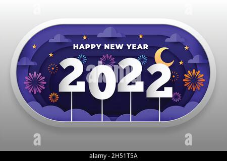 new year 2022 background paper style Stock Vector