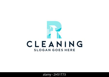 Letter R for cleaning clean service Maintenance for car detailing, homes logo icon vector. Stock Vector