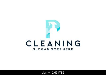 Letter P for cleaning clean service Maintenance for car detailing, homes logo icon vector. Stock Vector