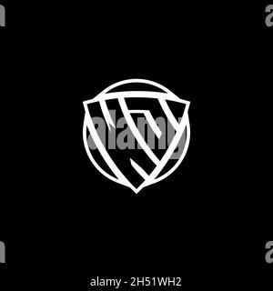 WD Monogram logo letter with triangle shield shape style design isolated on white background. Radioactive logo, triangle radioactive and shield shape Stock Vector
