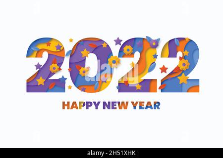 new year 2022 background paper style Stock Vector