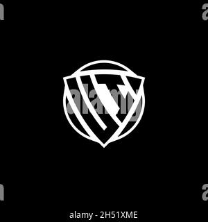 UI Monogram logo letter with triangle shield shape style design isolated on white background. Radioactive logo, triangle radioactive and shield shape Stock Vector