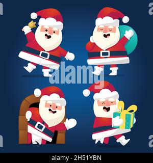 hand drawn santa claus character collection vector design illustration Stock Vector