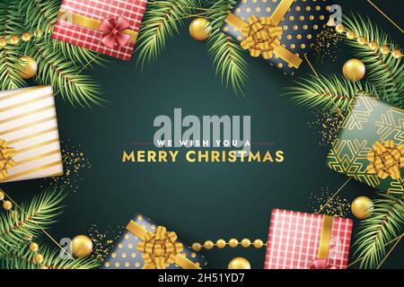 merry christmas background with gifts vector design illustration Stock Vector