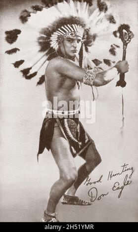 Collectible Exhibit Card depicting Native American actor Dan Eagle Stock Photo