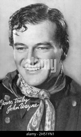Collectible Exhibit Card depicting a young John Wayne Stock Photo