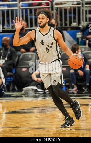 Orlando, Florida, USA, November 5, 2021, San Antonio Spurs Guard Derrick White #4 at the Amway Center.  (Photo Credit:  Marty Jean-Louis) Credit: Marty Jean-Louis/Alamy Live News Stock Photo