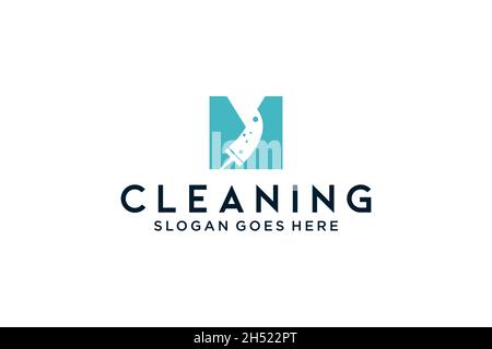 M for cleaning clean service Maintenance for car detailing, homes logo icon vector template. Stock Vector