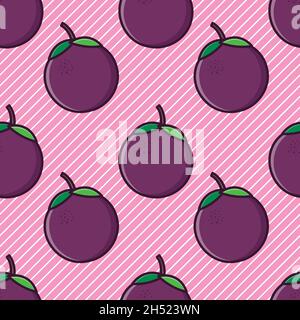 mangosteen fruit seamless pattern vector illustration Stock Vector