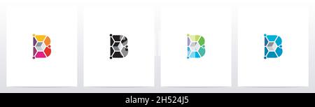 Cube With Nodes On Letter Logo Design B Stock Vector