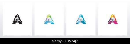 Cube With Nodes On Letter Logo Design A Stock Vector